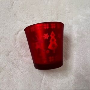Red Christmas Holiday Frosted Votive Candle Holder Table Snowflake Gift